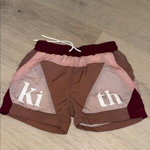 Kith Kids Tri-Tone Shorts - Burgundy, Pink, and Brown